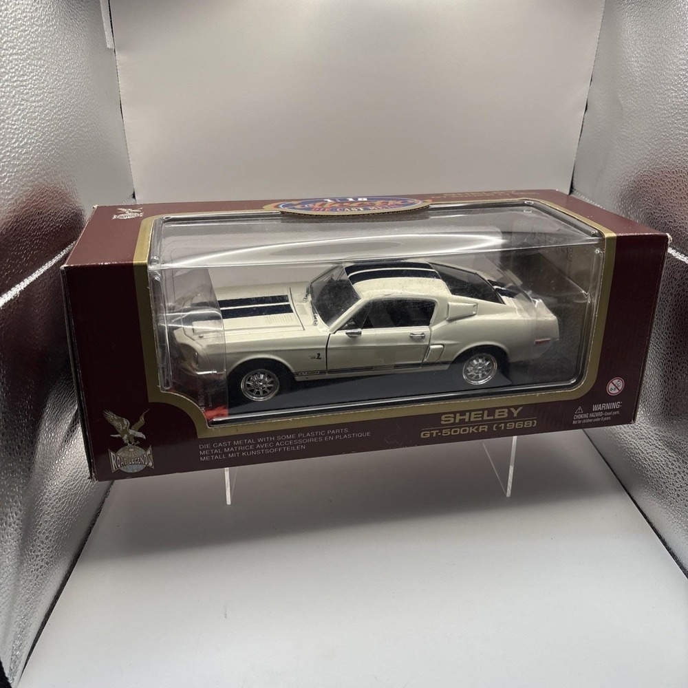 Road Legends 1968 Shelby GT-500KR 1:18 Diecast White/Blue Unopened Box